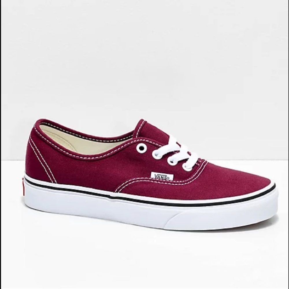 Vans Authentic Burgundy & White Skate Shoes